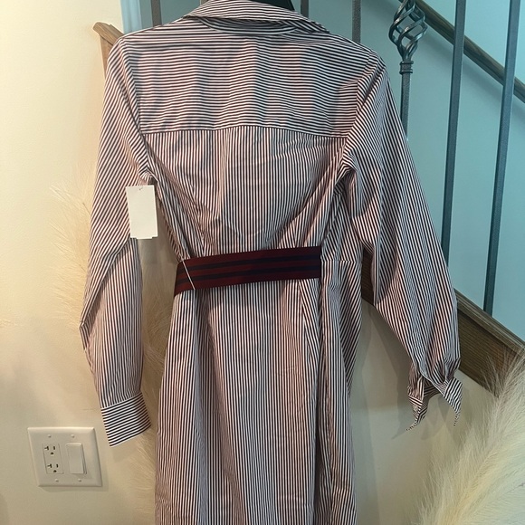 Veronica Beard Jacinda Stripe Stretch Wrap Dress in Dark Raspberry/White Size 2 - Picture 6 of 6